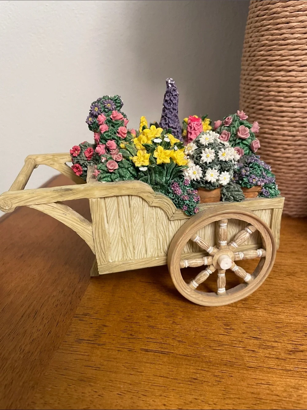 Vintage 1996 San Francisco Music Box Company Resin Flower Cart or Wagon Figure